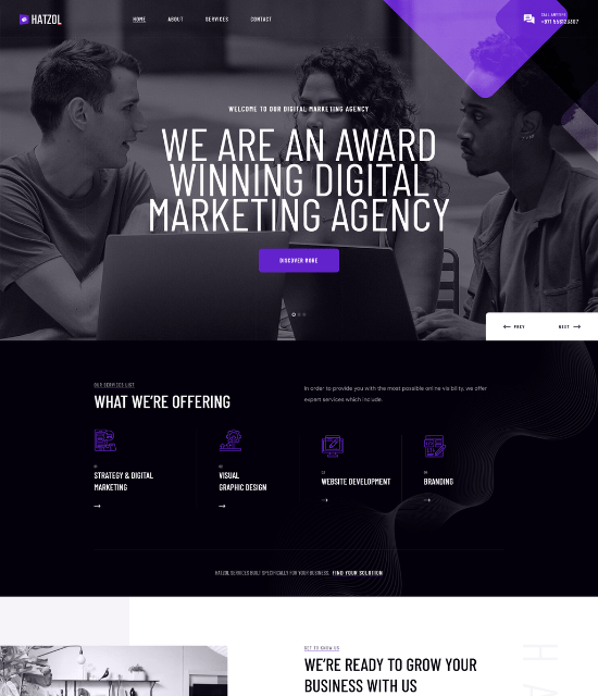 Agency website, dark theme